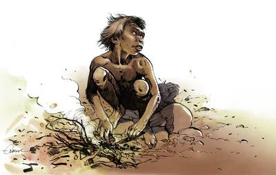 Enfant erectus - Illustration M. -O. Nadel